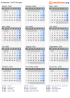 Kalender 1992 mit Ferien und Feiertagen Aargau