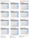 Kalender 1992 mit Ferien und Feiertagen Thurgau