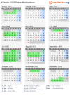 Kalender 1993 mit Ferien und Feiertagen Baden-Württemberg