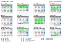 Kalender 1993 mit Ferien und Feiertagen Berlin