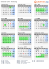 Kalender 1993 mit Ferien und Feiertagen Hamburg