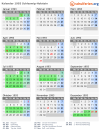 Kalender 1993 mit Ferien und Feiertagen Schleswig-Holstein