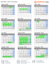 Kalender 1993 mit Ferien und Feiertagen Thüringen