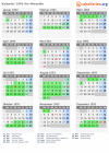 Kalender 1993 mit Ferien und Feiertagen Aix-Marseille