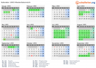 Kalender 1993 mit Ferien und Feiertagen Niederösterreich