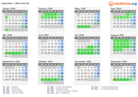 Kalender 1994 mit Ferien und Feiertagen Berlin