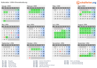 Kalender 1994 mit Ferien und Feiertagen Brandenburg