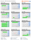 Kalender 1994 mit Ferien und Feiertagen Nordrhein-Westfalen