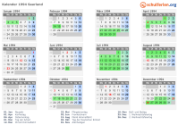 Kalender 1994 mit Ferien und Feiertagen Saarland