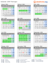 Kalender 1994 mit Ferien und Feiertagen Thüringen