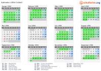 Kalender 1994 mit Ferien und Feiertagen Créteil