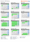 Kalender 1994 mit Ferien und Feiertagen Rennes