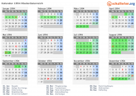 Kalender 1994 mit Ferien und Feiertagen Niederösterreich