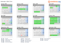 Kalender 1994 mit Ferien und Feiertagen Tirol