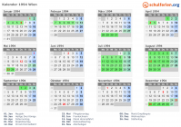 Kalender 1994 mit Ferien und Feiertagen Wien