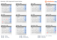 Kalender 1994 mit Ferien und Feiertagen Appenzell Ausserrhoden