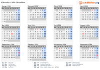 Kalender 1994 mit Ferien und Feiertagen Obwalden