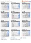 Kalender 1994 mit Ferien und Feiertagen Schaffhausen