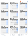 Kalender 1994 mit Ferien und Feiertagen Zürich