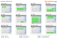 Kalender 1995 mit Ferien und Feiertagen Berlin