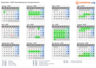 Kalender 1995 mit Ferien und Feiertagen Mecklenburg-Vorpommern