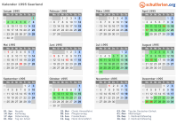 Kalender 1995 mit Ferien und Feiertagen Saarland
