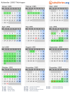 Kalender 1995 mit Ferien und Feiertagen Thüringen