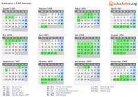Kalender 1995 mit Ferien und Feiertagen Amiens