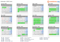 Kalender 1995 mit Ferien und Feiertagen Caen
