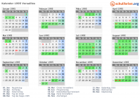 Kalender 1995 mit Ferien und Feiertagen Versailles