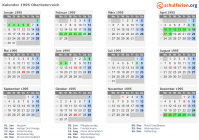 Kalender 1995 mit Ferien und Feiertagen Oberösterreich