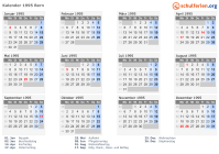 Kalender 1995 mit Ferien und Feiertagen Bern