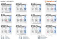 Kalender 1995 mit Ferien und Feiertagen Freiburg