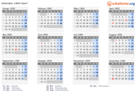 Kalender 1995 mit Ferien und Feiertagen Genf