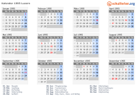 Kalender 1995 mit Ferien und Feiertagen Luzern