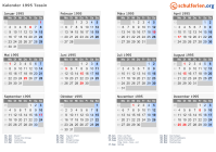Kalender 1995 mit Ferien und Feiertagen Tessin