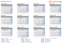 Kalender 1995 mit Ferien und Feiertagen Uri