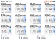 Kalender 1995 mit Ferien und Feiertagen Zürich