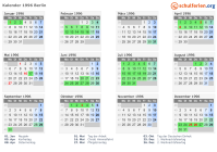 Kalender 1996 mit Ferien und Feiertagen Berlin