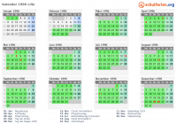 Kalender 1996 mit Ferien und Feiertagen Lille