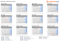Kalender 1996 mit Ferien und Feiertagen Normandie