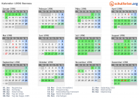 Kalender 1996 mit Ferien und Feiertagen Rennes