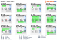Kalender 1996 mit Ferien und Feiertagen Straßburg