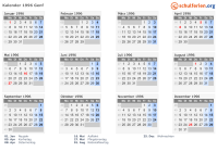 Kalender 1996 mit Ferien und Feiertagen Genf