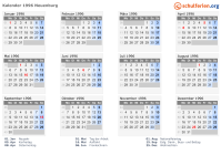 Kalender 1996 mit Ferien und Feiertagen Neuenburg