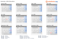Kalender 1996 mit Ferien und Feiertagen Obwalden