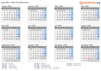 Kalender 1996 mit Ferien und Feiertagen Schaffhausen