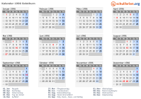 Kalender 1996 mit Ferien und Feiertagen Solothurn