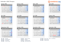 Kalender 1996 mit Ferien und Feiertagen Thurgau