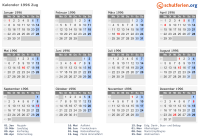 Kalender 1996 mit Ferien und Feiertagen Zug